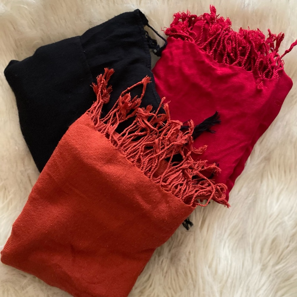 Pashmina bundle in black, orange and red